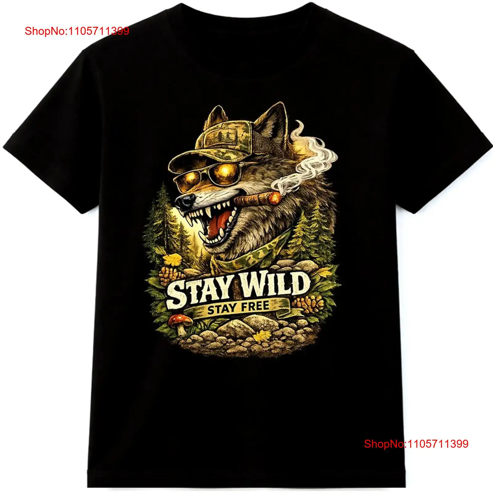 Wildman Hunting & Outdoor - Wolf T Shirt Stay Wild Free